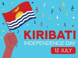 kiribati oberoende dag 12 juli. kiribati flagga i hand. hälsning kort, affisch, baner mall vektor