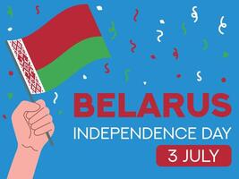Weißrussland Unabhängigkeit Tag 3 Juli. Weißrussland Flagge im Hand. Gruß Karte, Poster, Banner Vorlage vektor