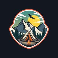 Berg Abenteuer Logo. draussen Camping Jahrgang Logo Design vektor