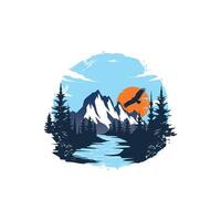 Berg Abenteuer Logo. draussen Camping Jahrgang Logo Design vektor