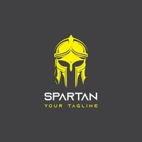 ein heftig und mächtig spartanisch Logo Design mit ein Gelb Helm auf dunkel Hintergrund vektor