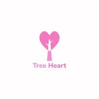 träd logotyp med hjärta form. vektor