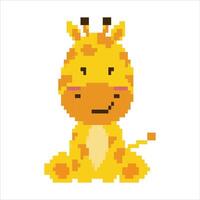 Pixel Kunst Tiere Symbole Sammlung. 8 bisschen retro Stil Illustration einstellen von Tiger, tragen, Fuchs, Nilpferd Giraffe, Zebra, Löwe, Elefant. Beste zum Handy, Mobiltelefon Spiel Design, Dekoration, Aufkleber. vektor