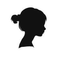 Mädchen Benutzerbild Symbol schwarz Silhouetten isoliert auf Weiß Hintergrund vektor