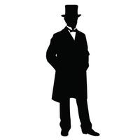 elegant Gentleman im oben Hut und Schwänze Silhouette vektor