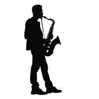 manlig saxofonist prestanda silhuett vektor