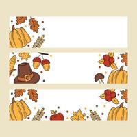 handgezeichnetes Thanksgiving-Banner-Design. Weihnachtskarte im Doodle-Stil vektor