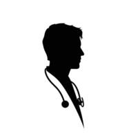 männlich Arzt Silhouette mit Stethoskop im Profil vektor