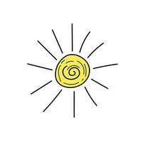 skiss av solen. vektor illustration. sol doodle. enkel handritad ikon på vitt