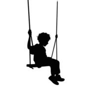 en barn gungor på en gunga svart silhuetter isolerat vektor