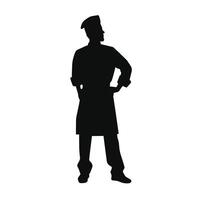 Koch im Uniform Silhouette Stehen mit Waffen gekreuzt vektor