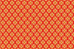 Illustration Muster, abstrakt geometrisch Stil. wiederholen von abstrakt Gold Blume auf rot Hintergrund. vektor