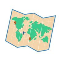 sommar semester resa element design - isolerat värld Karta med flyg plan vektor