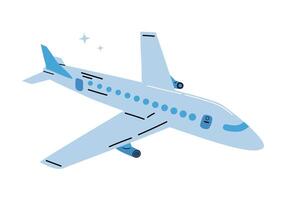 Passagier Flugzeug im Flug auf Weiß Hintergrund. Illustration von Flugzeug. vektor