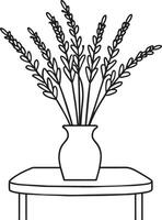 Strauß von Lavendel Blumen im Vase auf Tisch. Illustration. vektor