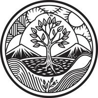 Ökologie und Umgebung Logo schwarz und Weiß Illustration vektor