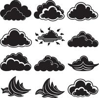 einstellen von Wolken Symbol Illustration isoliert Weiß Hintergrund vektor