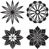 uppsättning av blommig element för design. illustration. svart och vit. vektor