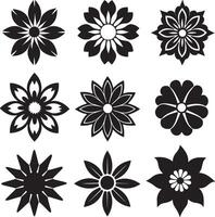 uppsättning av blommor ikon illustration isolerat vit bakgrund vektor