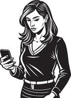 Mädchen mit ein Telefon Illustration isoliert auf Weiß Hintergrund vektor