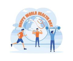 värld hälsa dag. värld hälsa dag begrepp värld hälsa dag begrepp baner design med läkare stetoskop. platt modern illustration vektor