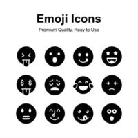 kreativ gefertigt Emoji Symbole, süß Ausdrücke einstellen vektor
