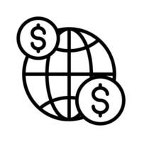 Dollar Münzen mit Welt Globus, Konzept Symbol von global Wirtschaft vektor