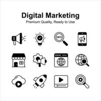 Pack von Digital Marketing Symbole im modisch Stil, bereit zu verwenden im Websites und Handy, Mobiltelefon Apps vektor