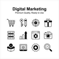 Digital Marketing Prämie Qualität Symbole Satz, bereit zu verwenden vektor