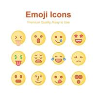 kreativ gefertigt Emoji Symbole, süß Ausdrücke einstellen vektor