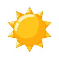 Sonne Symbol im Karikatur Stil. Wetter Logo zum Apps, Kindergarten und Kinder Design. Illustration isoliert auf ein Weiß Hintergrund. vektor