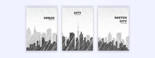 urban skiss omslag design, snedstreck stil, urban affisch, urban silhuett, enkel illustration vektor