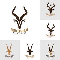 einstellen von Antilope Kopf Logo Design . Antilope Illustration Logo Konzept vektor