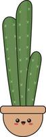 Illustration von kawaii eingetopft Kaktus im eben Karikatur Stil. isoliert auf Weiß Hintergrund vektor