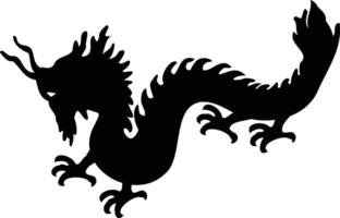 Chinesisch Drachen Silhouette auf Weiß Hintergrund. schwarz Drachen Silhouette vektor