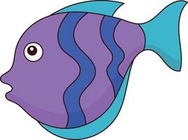 Hand gezeichnet Ozean Fisch Charakter. mit Karikatur Design und Form. isoliert Illustration vektor