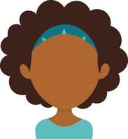 afrikansk kvinna avatar med afro frisyr och platt ansikte design. tecknad serie illustration vektor