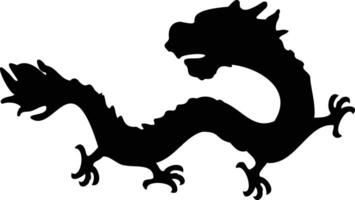 Chinesisch Drachen Silhouette auf Weiß Hintergrund. schwarz Drachen Silhouette vektor