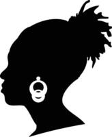 svart kvinna historia månad silhuett. isolerat på vit bakgrund. svart kvinna silhuett vektor
