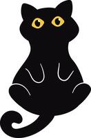 International Katze Tag Silhouette. süß Karikatur Stil mit klein Gelb Augen. vektor