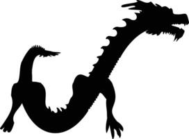 Chinesisch Drachen Silhouette auf Weiß Hintergrund. schwarz Drachen Silhouette vektor