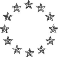 stjärnor cirkel ikon. hand dragen stjärnor cirkel tecken. europeisk union symbol. vektor