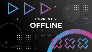 offline Spiel Streaming Banner mit Gradient geometrisch Formen auf schwarz Hintergrund vektor