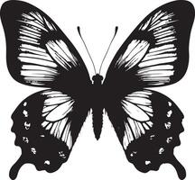 echt gedrückt Schmetterling Blume Tier Insekt, schwarz Farbe Silhouette vektor