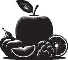 Apfel Obst Silhouette, schwarz Farbe Silhouette vektor