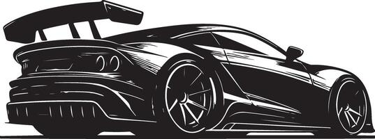 stiliserade enkel teckning sport super bil kupé sida se, silhuett vektor