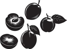 Damson Pflaume, Obst Silhouette, schwarz Farbe Silhouette vektor
