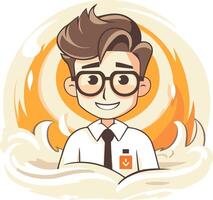 illustration av en leende affärsman bär glasögon och leende i de brand vektor