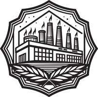 Illustration von ein Fabrik und Industrie Logo Design schwarz und Weiß vektor