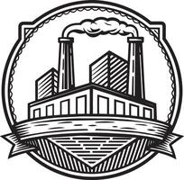 Illustration von ein Fabrik und Industrie Logo Design schwarz und Weiß vektor